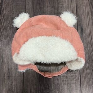 Old Navy Faux Fur Lines Ear Flap and Bear Ears Baby Winter Hat 0-6M